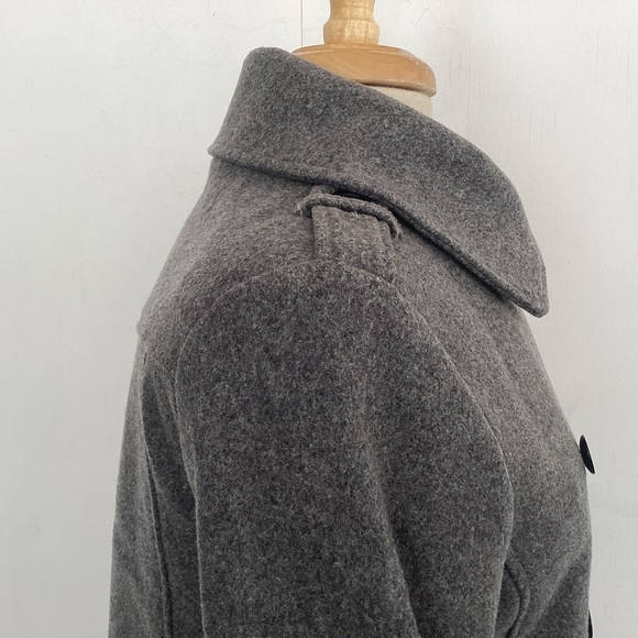 Old Navy Y2K cropped double breasted gray wool blend /epaulets pea coat Medium P - Picture 4 of 12